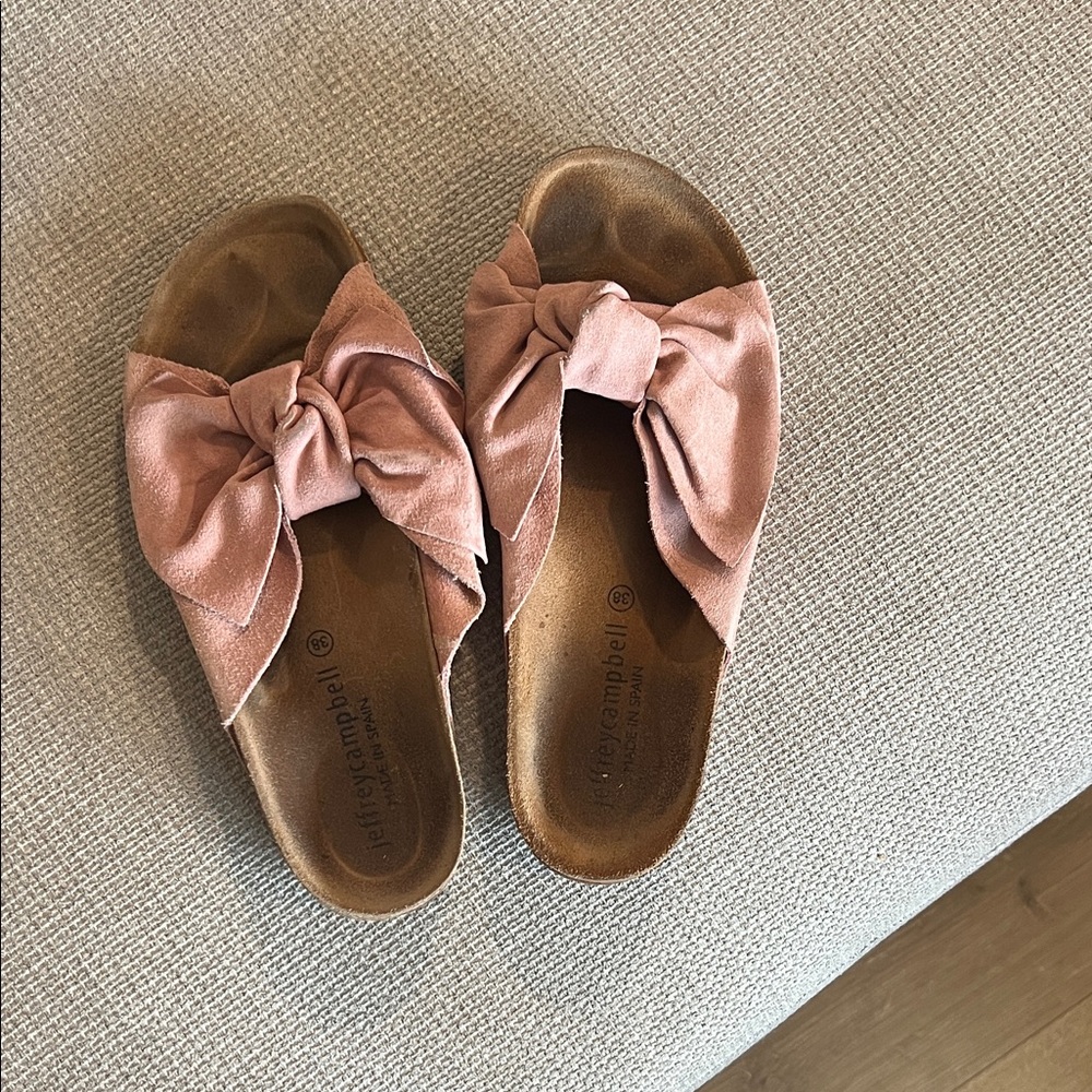 Jeffrey Campbell Women’s Bow Slide Sandals in Dusty Pink